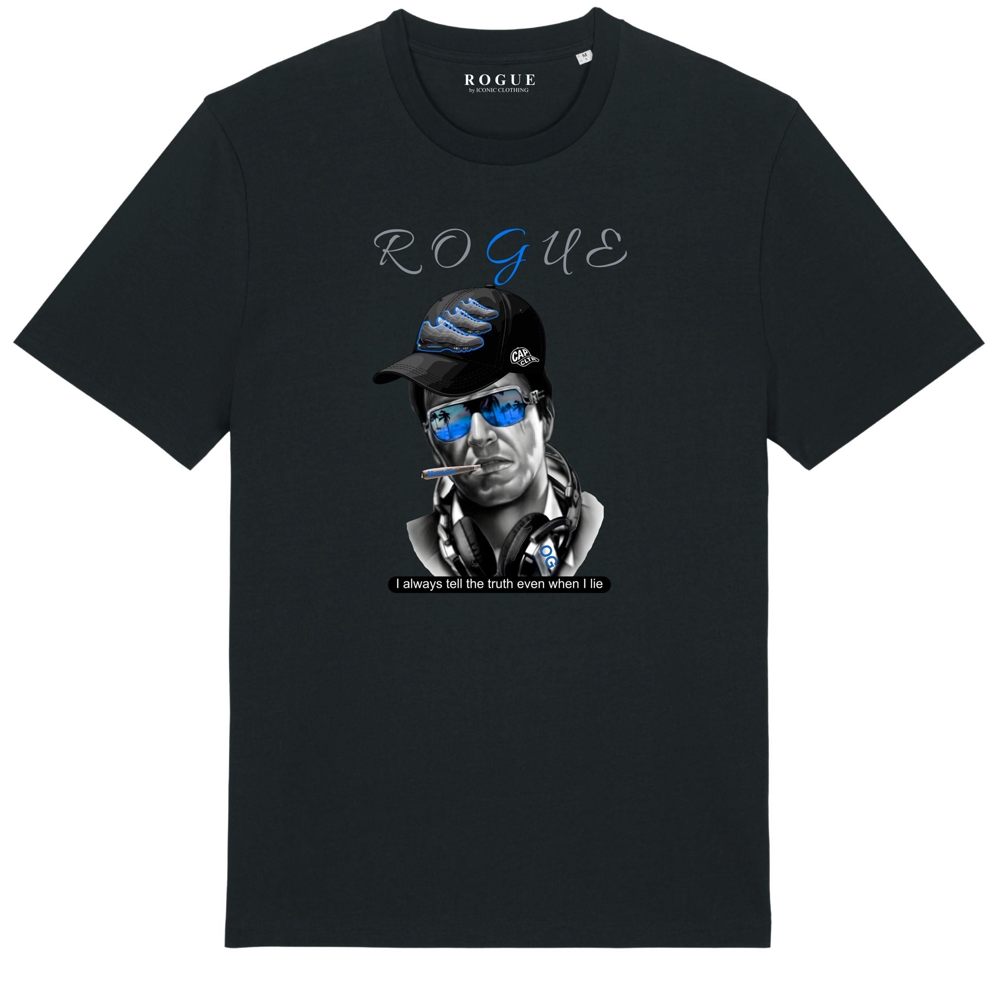 ROGUE x CLTR - TONY MONTANA - BLACK T-SHIRT (BLUE OUTLINE)