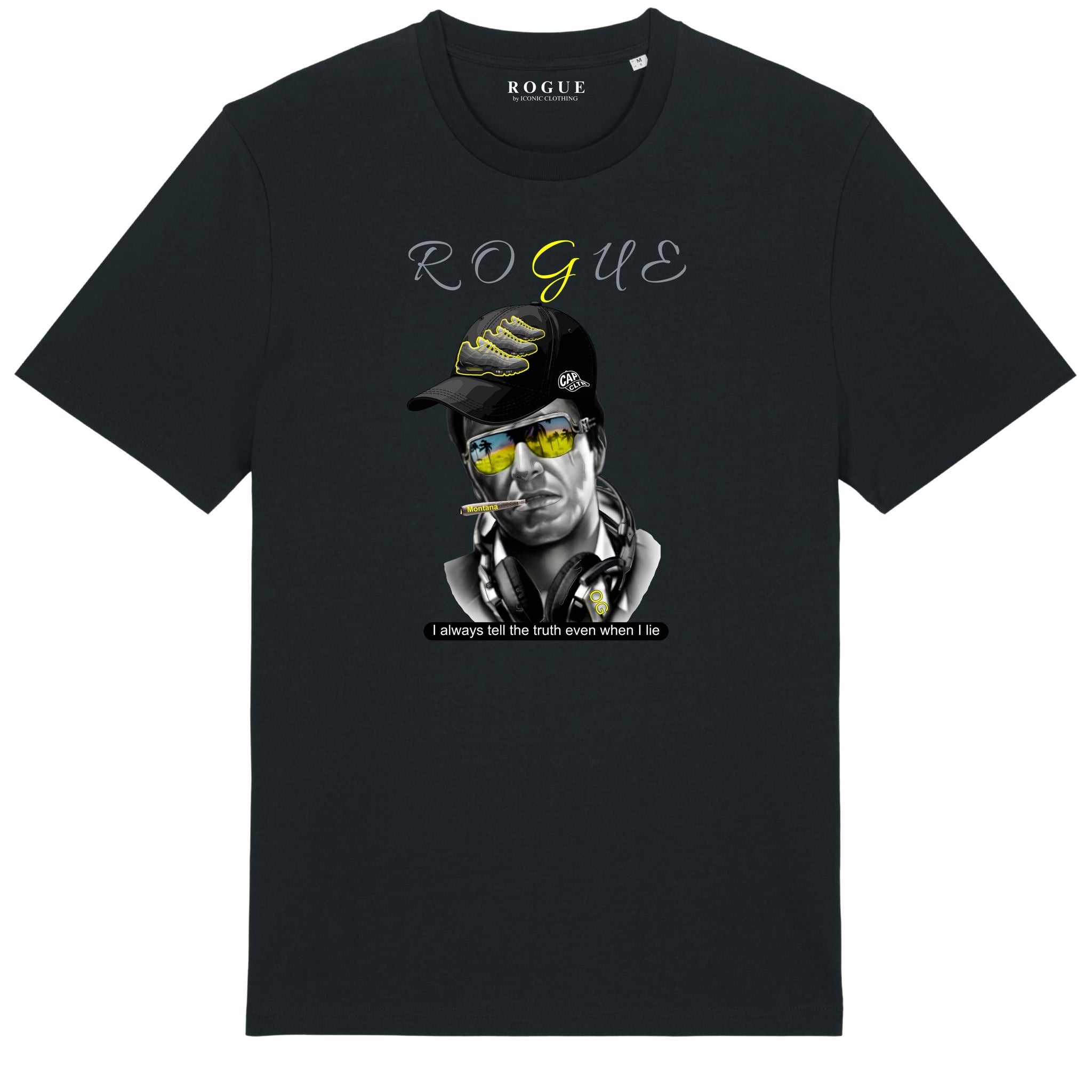 ROGUE x CLTR - TONY MONTANA - BLACK T-SHIRT (YELLOW OUTLINE)
